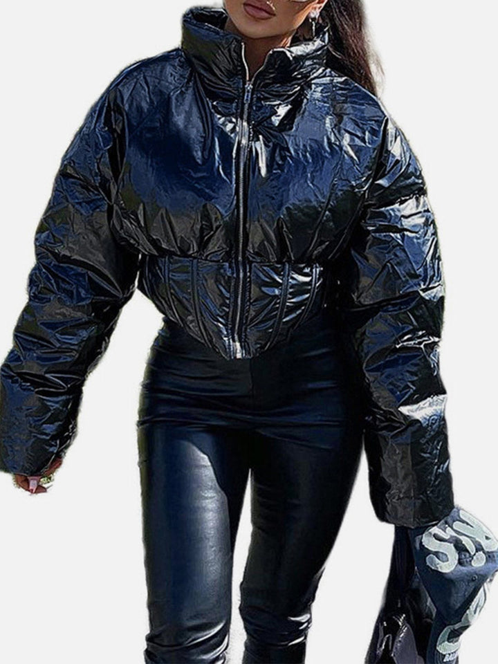 Thesclo - Solid Color Gloss Water Resistant Short Winter Coat - Streetwear Fashion - thesclo.com