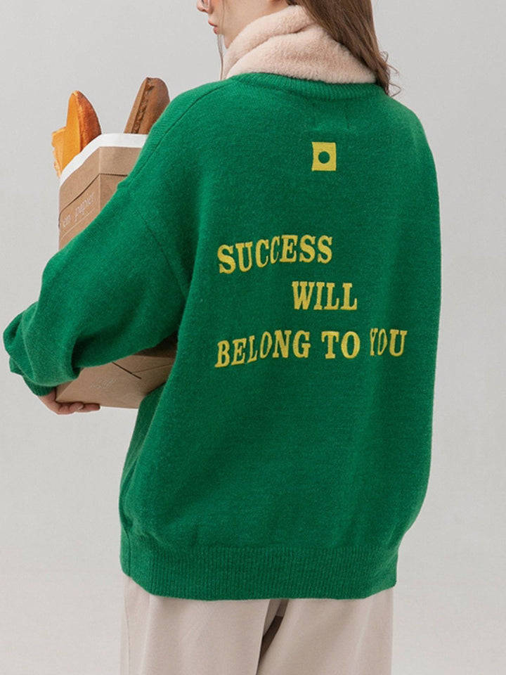 Thesclo - Solid Color Letter Embroidery Cardigan - Streetwear Fashion - thesclo.com