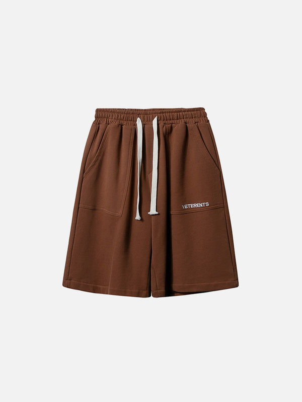 Thesclo - Solid Color Letter Embroidery Shorts - Streetwear Fashion - thesclo.com