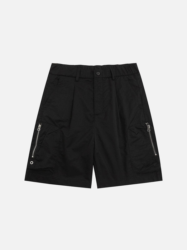 Thesclo - Solid Color Side Zipper Pockets Cargo Shorts - Streetwear Fashion - thesclo.com