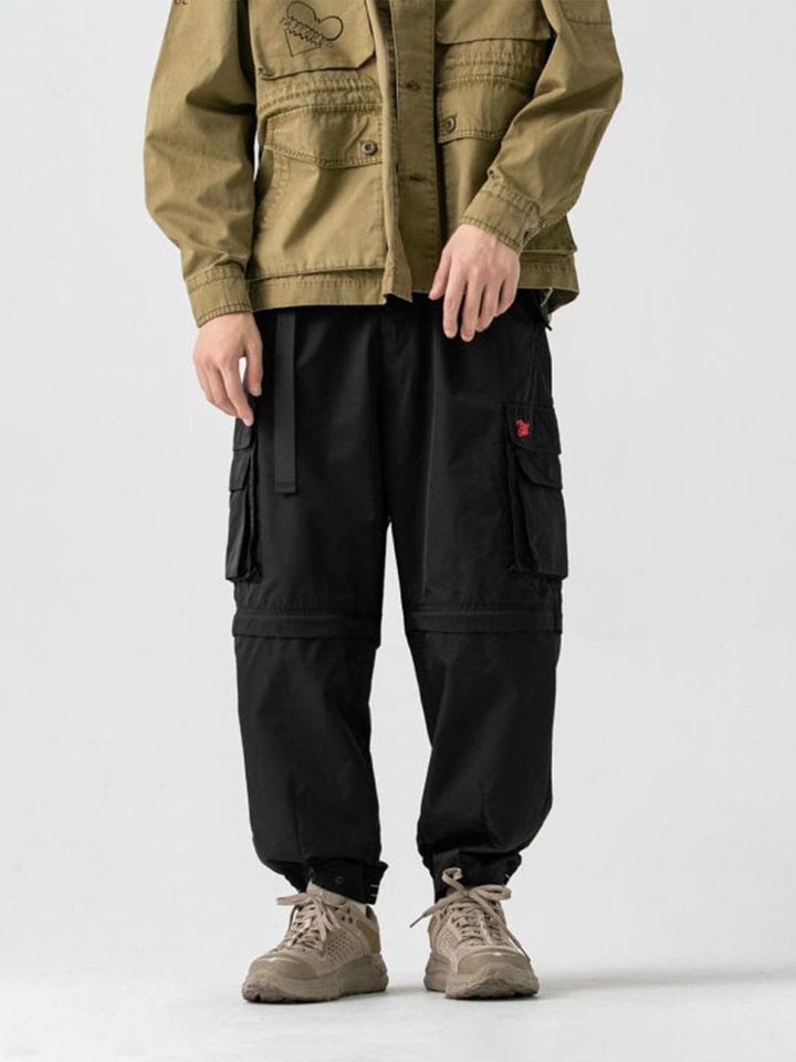 Thesclo - Solid Embroidered Multi Pocket Cargo Pants - Streetwear Fashion - thesclo.com