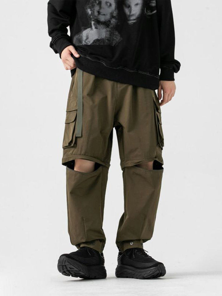 Thesclo - Solid Embroidered Multi Pocket Cargo Pants - Streetwear Fashion - thesclo.com