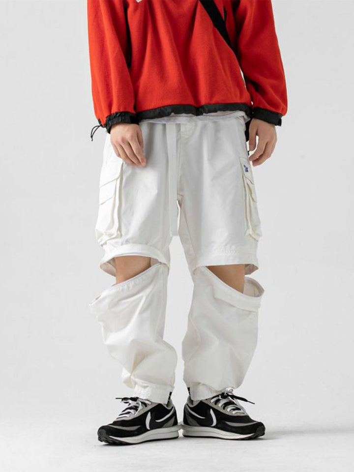 Thesclo - Solid Embroidered Multi Pocket Cargo Pants - Streetwear Fashion - thesclo.com