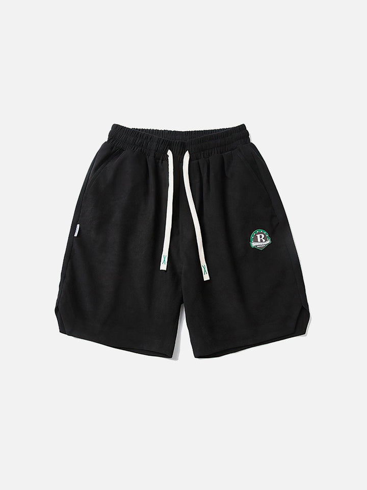 Thesclo - Solid Embroidery Badge Drawstring Shorts - Streetwear Fashion - thesclo.com