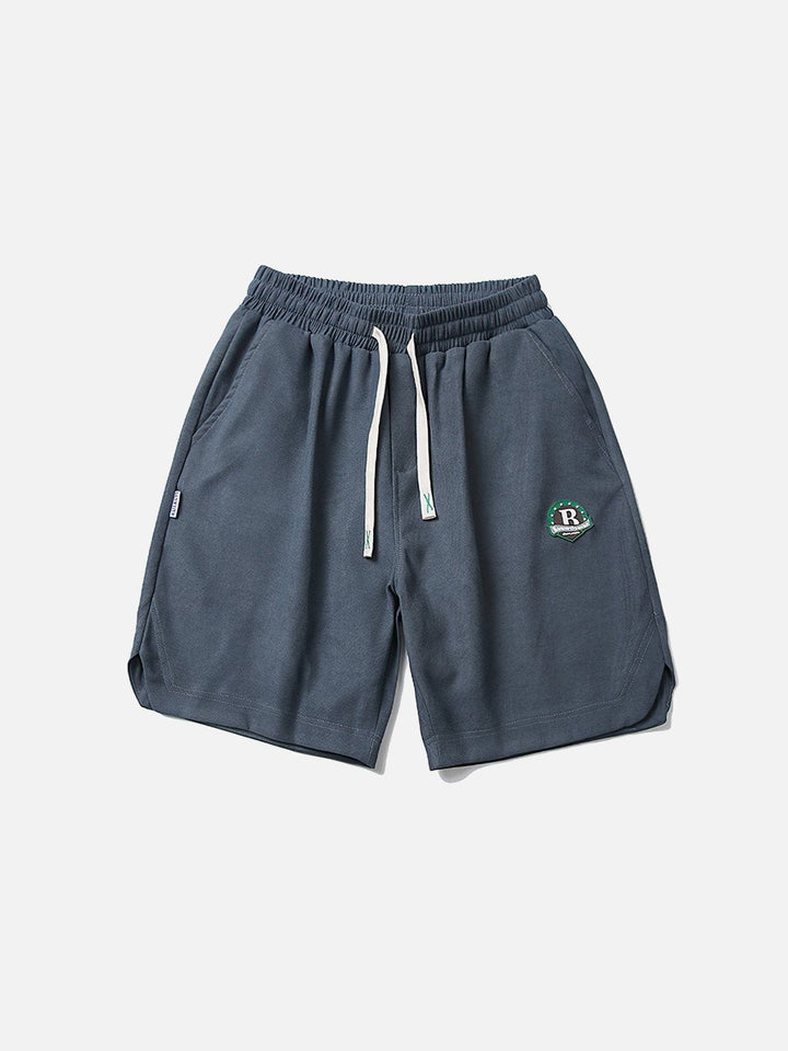 Thesclo - Solid Embroidery Badge Drawstring Shorts - Streetwear Fashion - thesclo.com