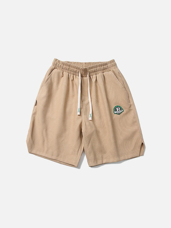 Thesclo - Solid Embroidery Badge Drawstring Shorts - Streetwear Fashion - thesclo.com