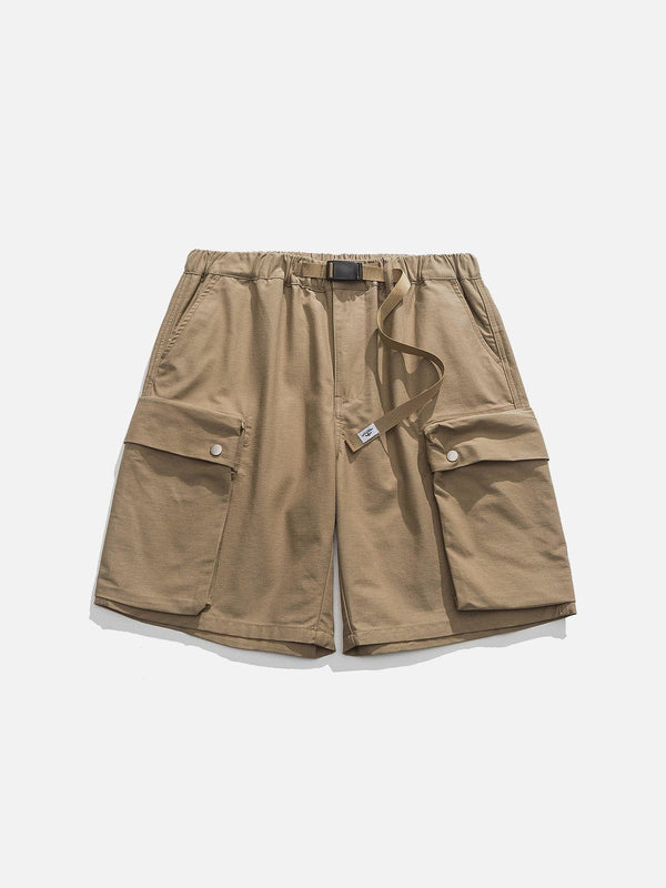 Thesclo - Solid Large Pocket Belt Decoration Shorts - Streetwear Fashion - thesclo.com