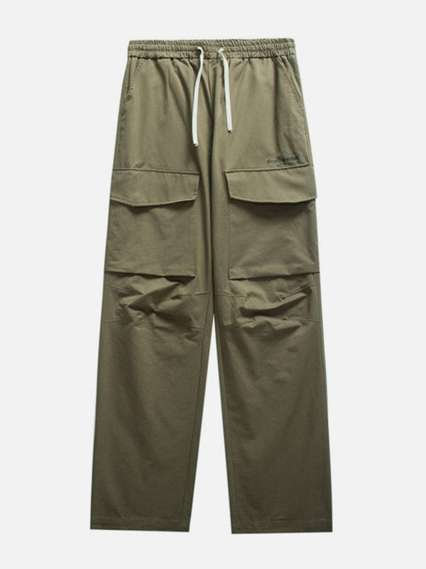 Thesclo - Solid Large Pocket Casual Cargo Pants - Streetwear Fashion - thesclo.com