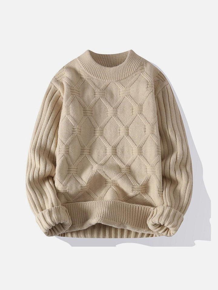 Thesclo - Solid Net Jacquard Sweater - Streetwear Fashion - thesclo.com