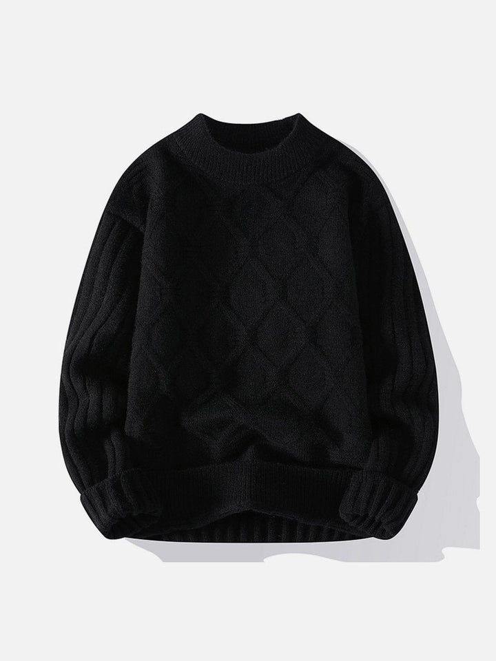 Thesclo - Solid Net Jacquard Sweater - Streetwear Fashion - thesclo.com