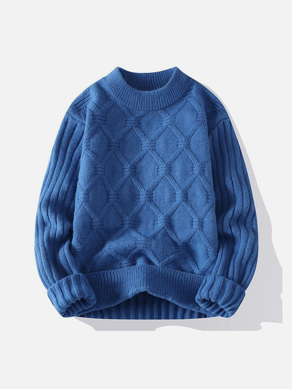 Thesclo - Solid Net Jacquard Sweater - Streetwear Fashion - thesclo.com