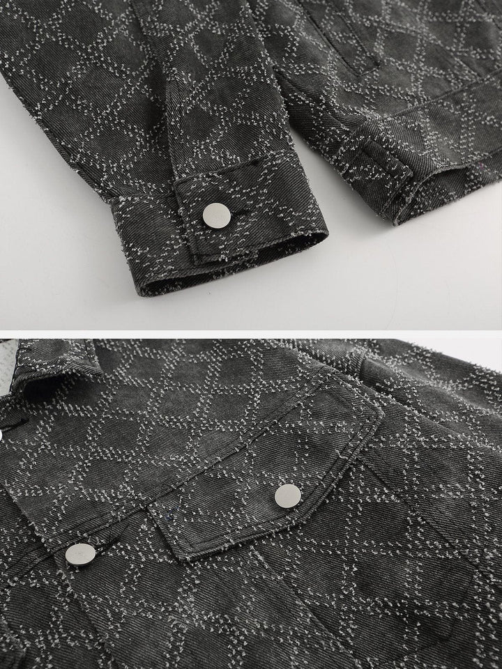 Thesclo - Solid Plaid Denim Jacket - Streetwear Fashion - thesclo.com