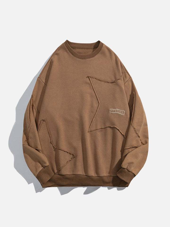 Thesclo - Solid Stars Raw Edge Sweatshirt - Streetwear Fashion - thesclo.com