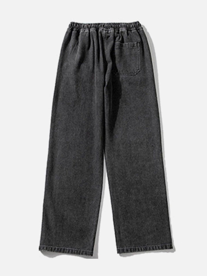 Thesclo - Solid Straight-leg Mopping Jeans - Streetwear Fashion - thesclo.com