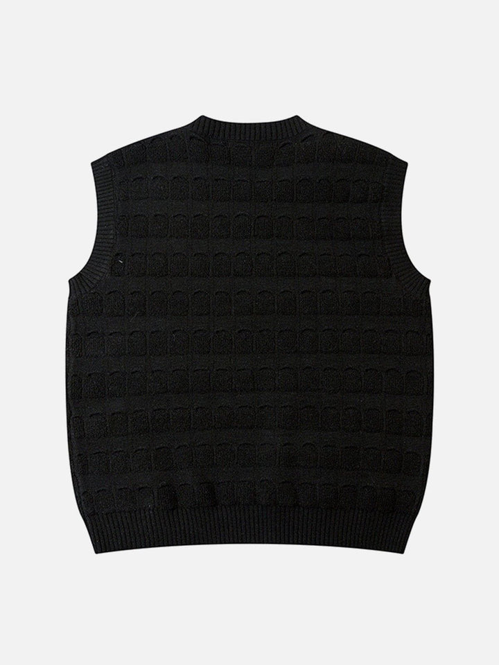 Thesclo - Solid Woven Stripe Sweater Vest - Streetwear Fashion - thesclo.com