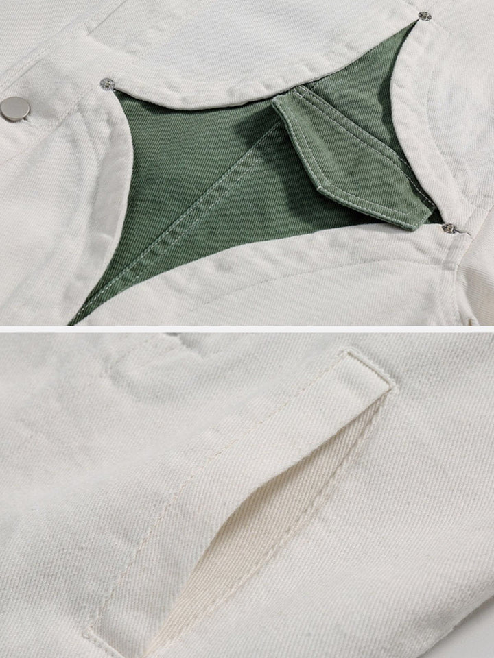 Thesclo - Splicing Contrast Denim Jacket - Streetwear Fashion - thesclo.com