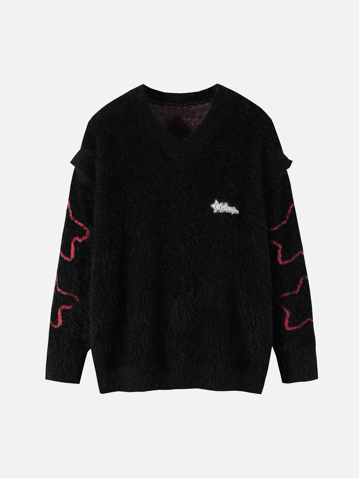 Thesclo - Star Embroidery Patchwork Sweater - Streetwear Fashion - thesclo.com