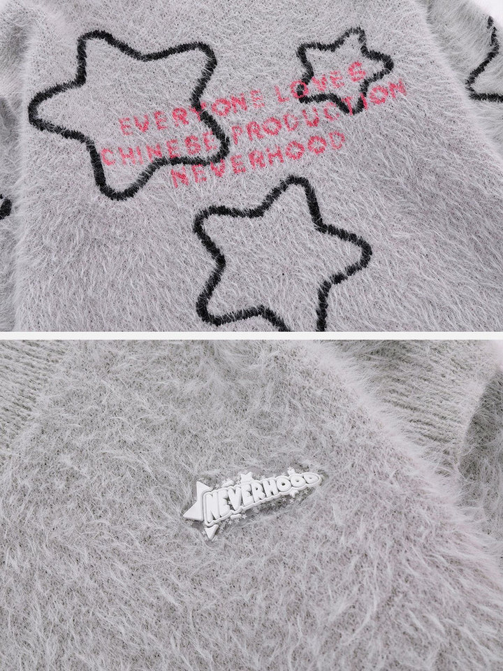 Thesclo - Star Embroidery Patchwork Sweater - Streetwear Fashion - thesclo.com