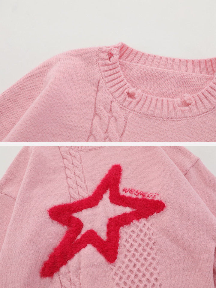 Thesclo - Star Embroidery Sweater - Streetwear Fashion - thesclo.com