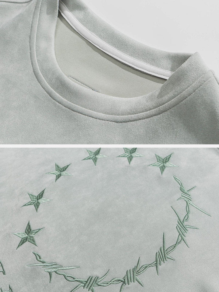 Thesclo - Star Embroidery Sweatshirt - Streetwear Fashion - thesclo.com