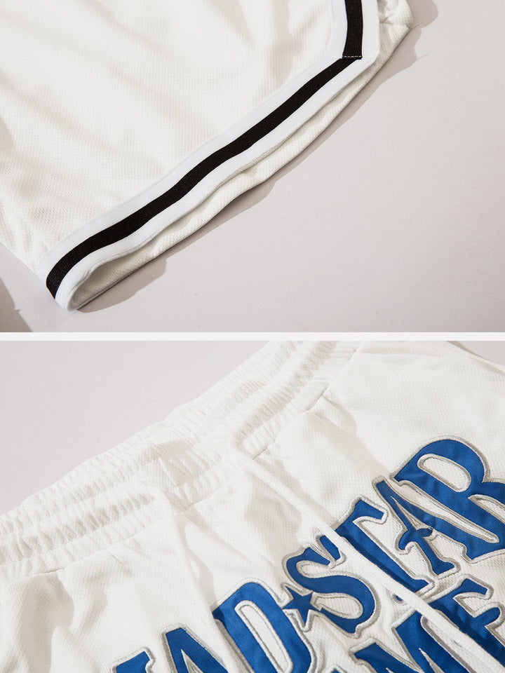 Thesclo - Star Letter Embroidered Stripes Shorts - Streetwear Fashion - thesclo.com