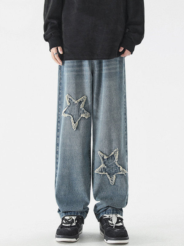 Thesclo - Star Patchwork Jeans - Streetwear Fashion - thesclo.com