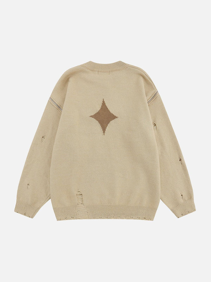 Thesclo - Star ZIP Hole Sweater - Streetwear Fashion - thesclo.com