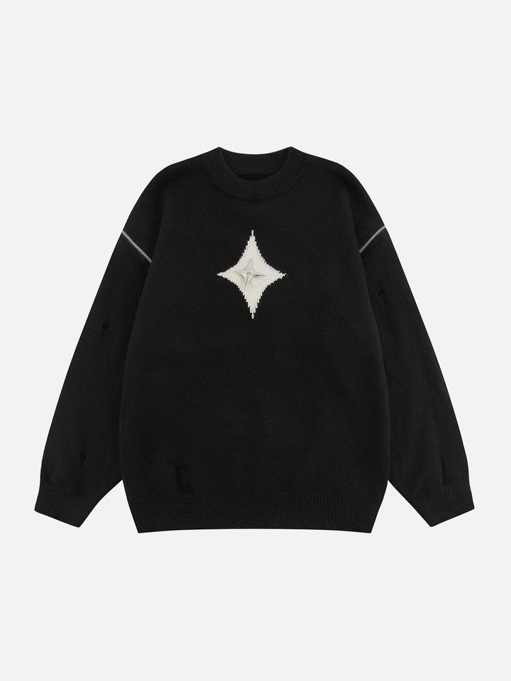 Thesclo - Star ZIP Hole Sweater - Streetwear Fashion - thesclo.com