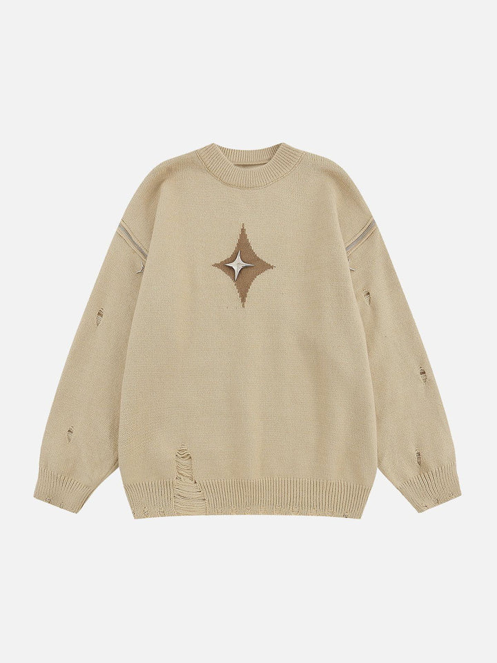 Thesclo - Star ZIP Hole Sweater - Streetwear Fashion - thesclo.com