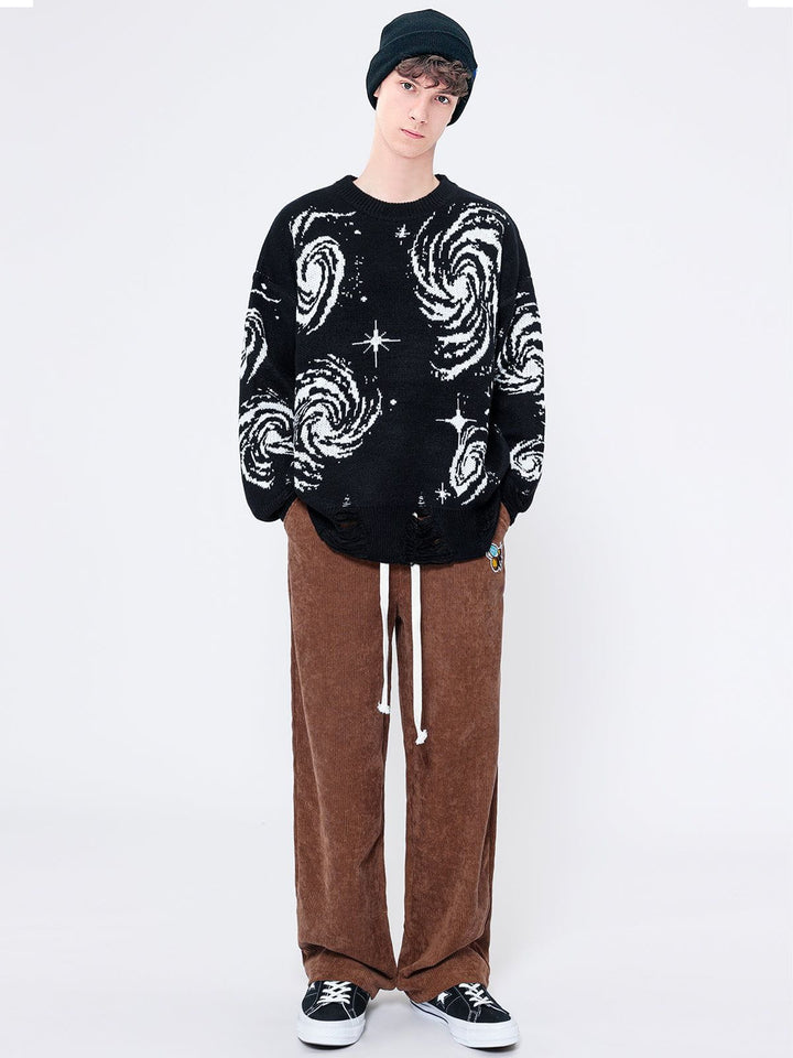 Thesclo - Starry Night Jacquard Knit Sweater - Streetwear Fashion - thesclo.com