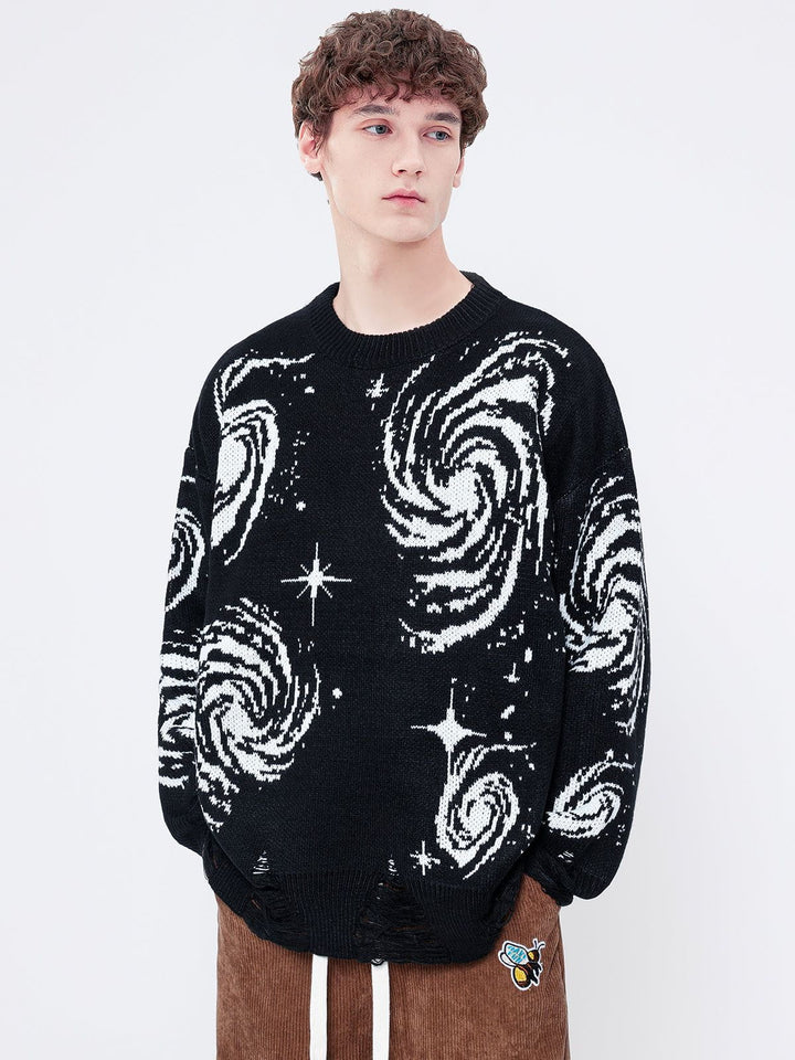 Thesclo - Starry Night Jacquard Knit Sweater - Streetwear Fashion - thesclo.com