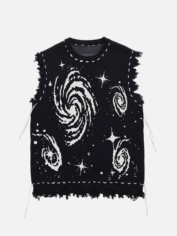 Thesclo - Starry Night Swirl Graphic Sweater Vest - Streetwear Fashion - thesclo.com
