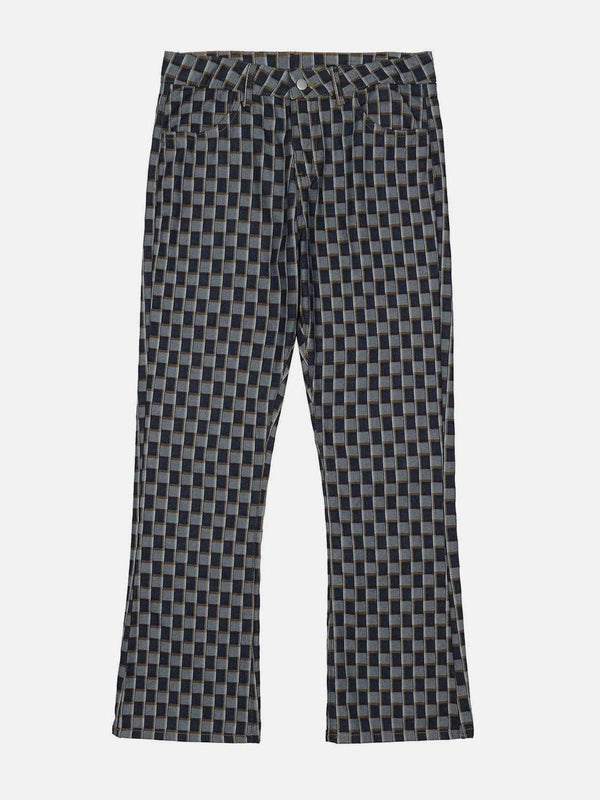 Thesclo - Stitching Plaid Print Pants - Streetwear Fashion - thesclo.com