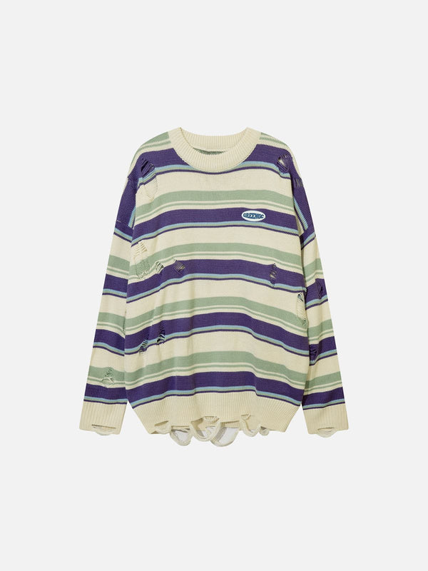 Thesclo - Stripe Hole Sweater - Streetwear Fashion - thesclo.com