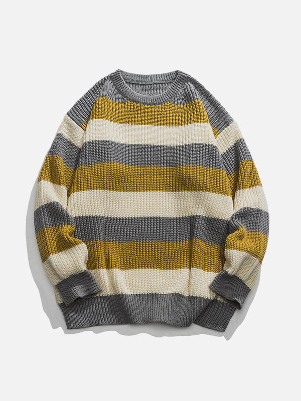 Thesclo - Stripe Patchwork Sweater - Streetwear Fashion - thesclo.com