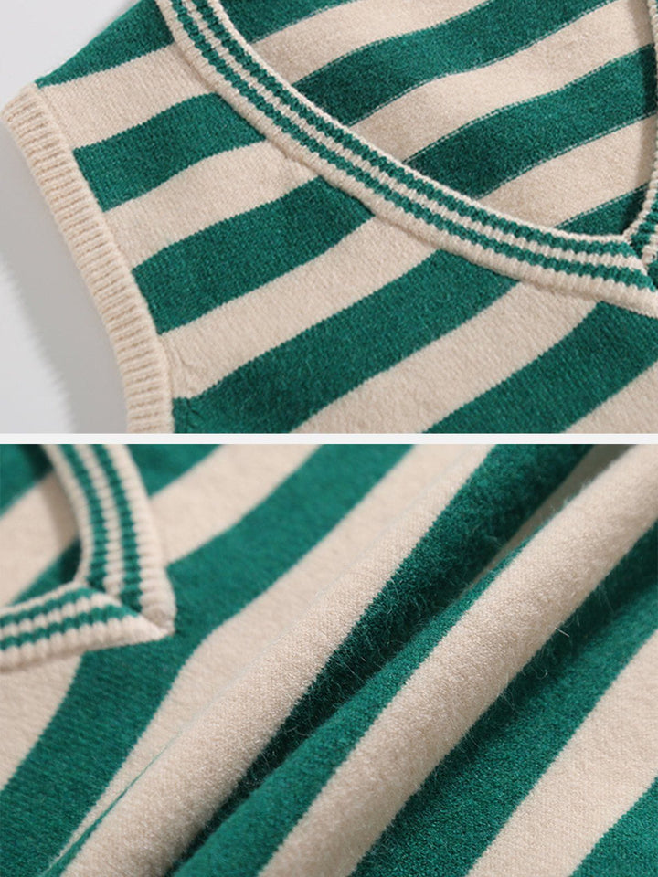 Thesclo - Striped Color Blocking Sweater Vest - Streetwear Fashion - thesclo.com