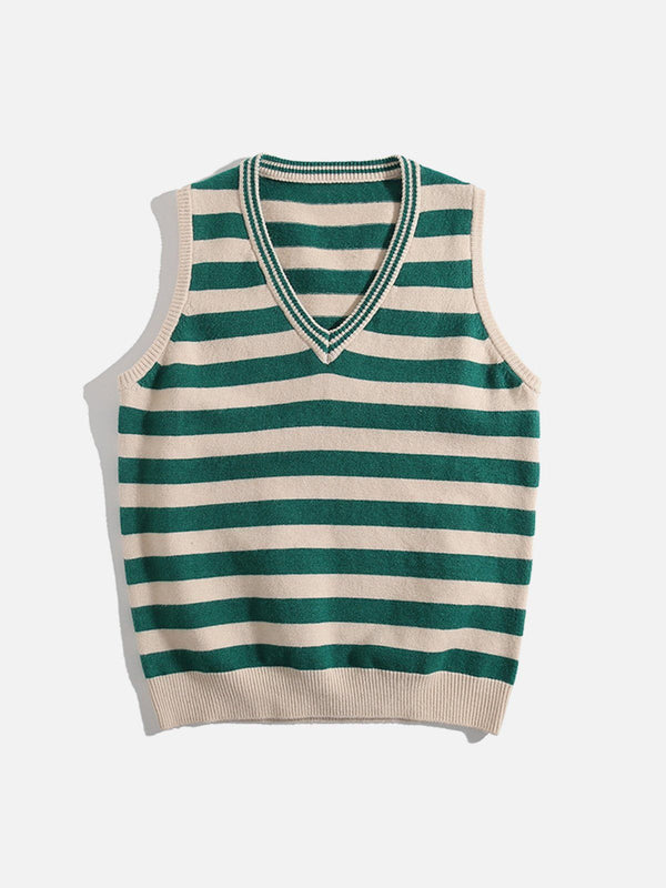 Thesclo - Striped Color Blocking Sweater Vest - Streetwear Fashion - thesclo.com