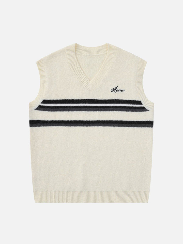 Thesclo - Striped Patchwork Sweater Vest - Streetwear Fashion - thesclo.com