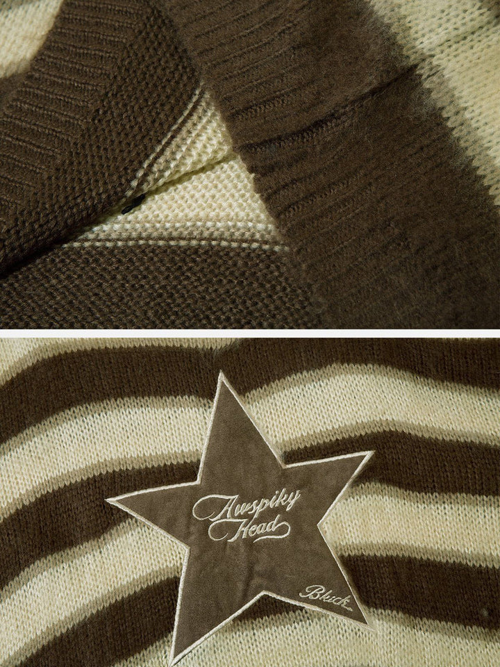 Thesclo - Striped Stars Graphic Sweater - Streetwear Fashion - thesclo.com