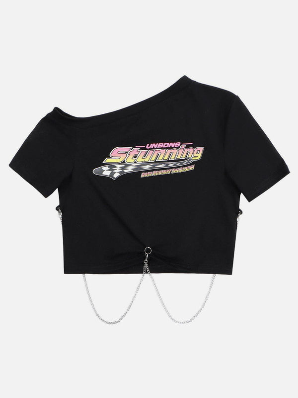 Thesclo - "Stunning" Chain Crop Tee - Streetwear Fashion - thesclo.com