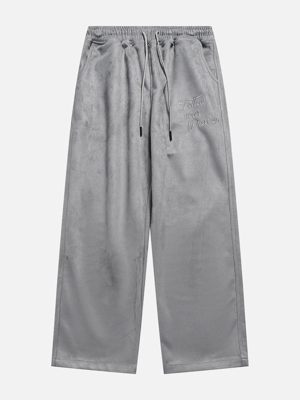 Thesclo - Suede Drawstring Pants - Streetwear Fashion - thesclo.com
