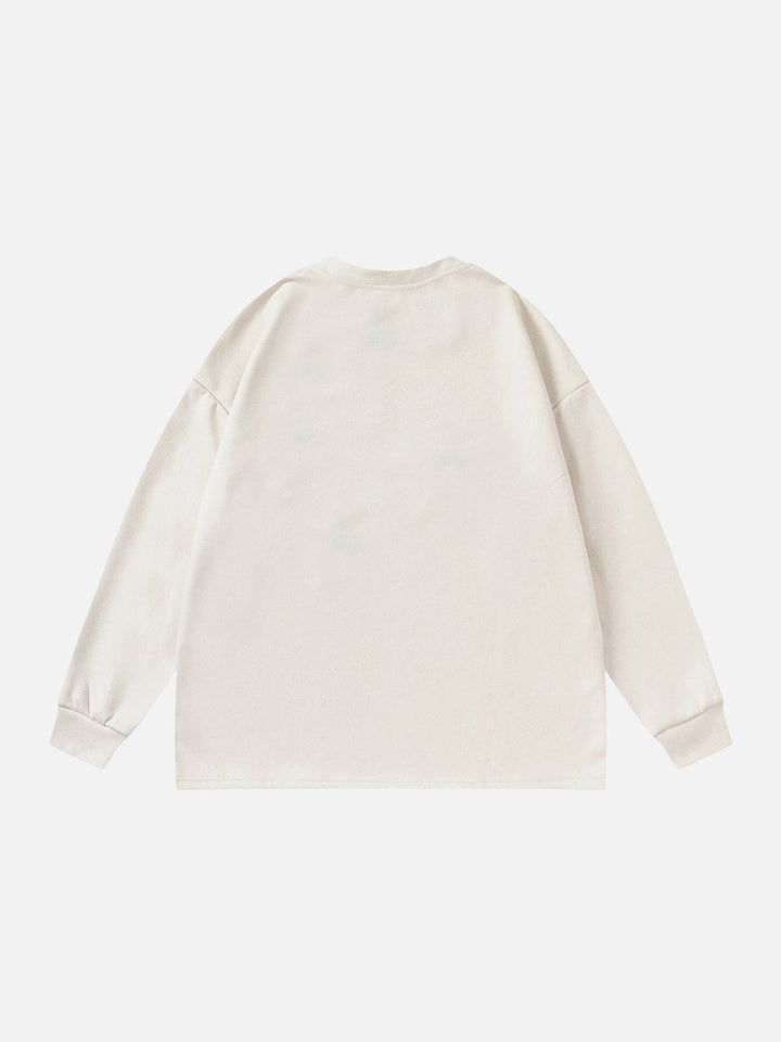 Thesclo - Suede Letter Print Sweatshirt - Streetwear Fashion - thesclo.com