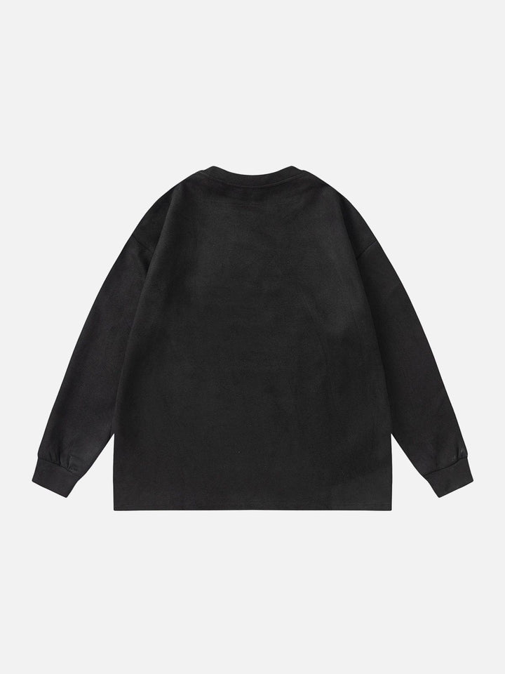 Thesclo - Suede Letter Print Sweatshirt - Streetwear Fashion - thesclo.com