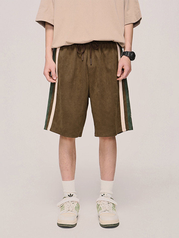 Thesclo - Suede Side Stripes Shorts - Streetwear Fashion - thesclo.com