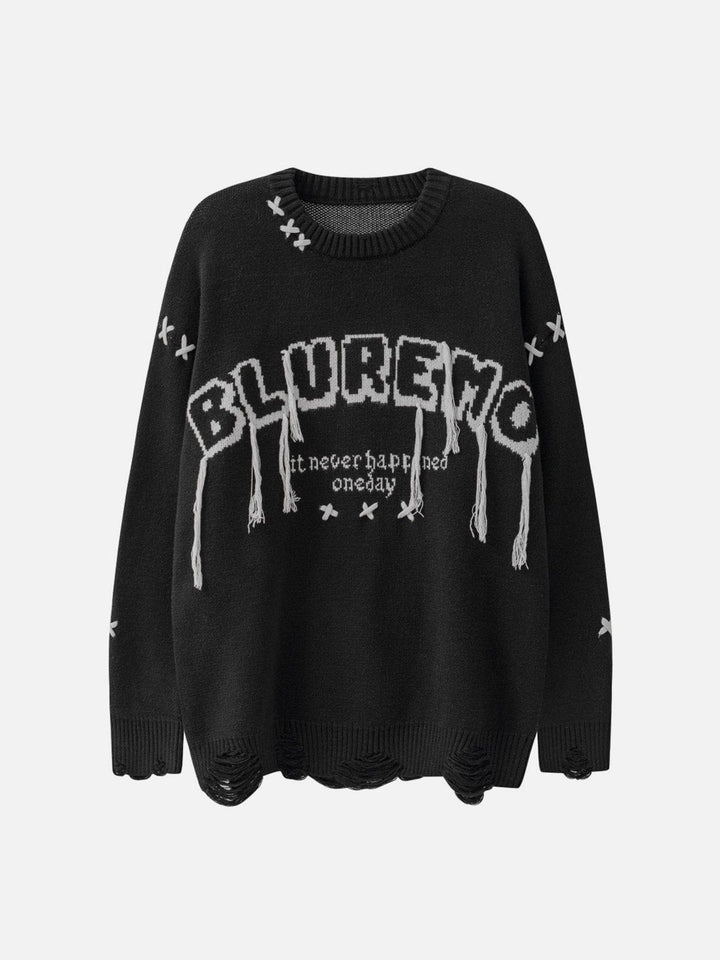 Thesclo - Tassel Letter Jacquard Sweater - Streetwear Fashion - thesclo.com