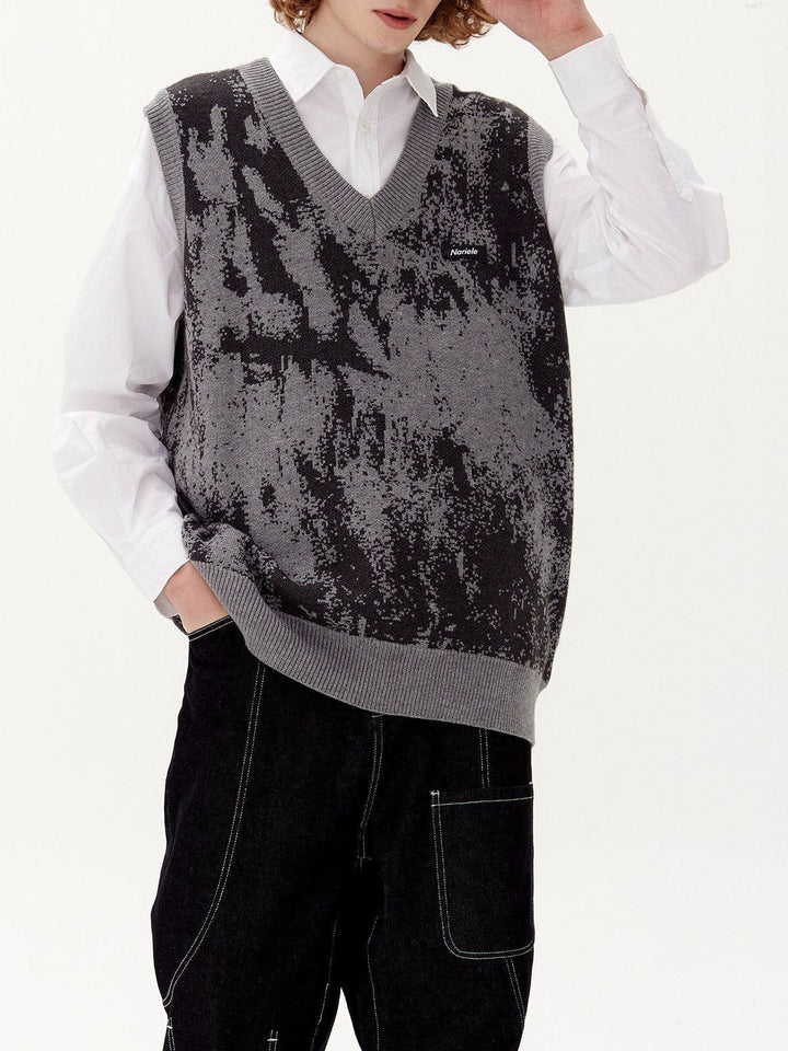 Thesclo - Tie Dye Jacquard Sweater Vest - Streetwear Fashion - thesclo.com