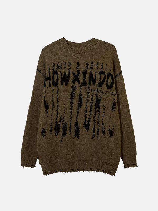 Thesclo - Tie Dye Letter Knit Sweater - Streetwear Fashion - thesclo.com