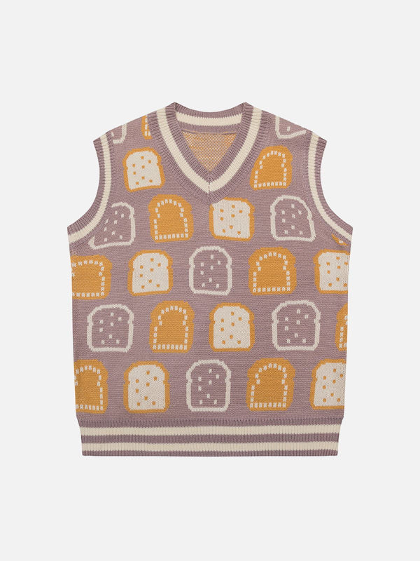 Thesclo - Toast Jacquard Sweater Vest - Streetwear Fashion - thesclo.com