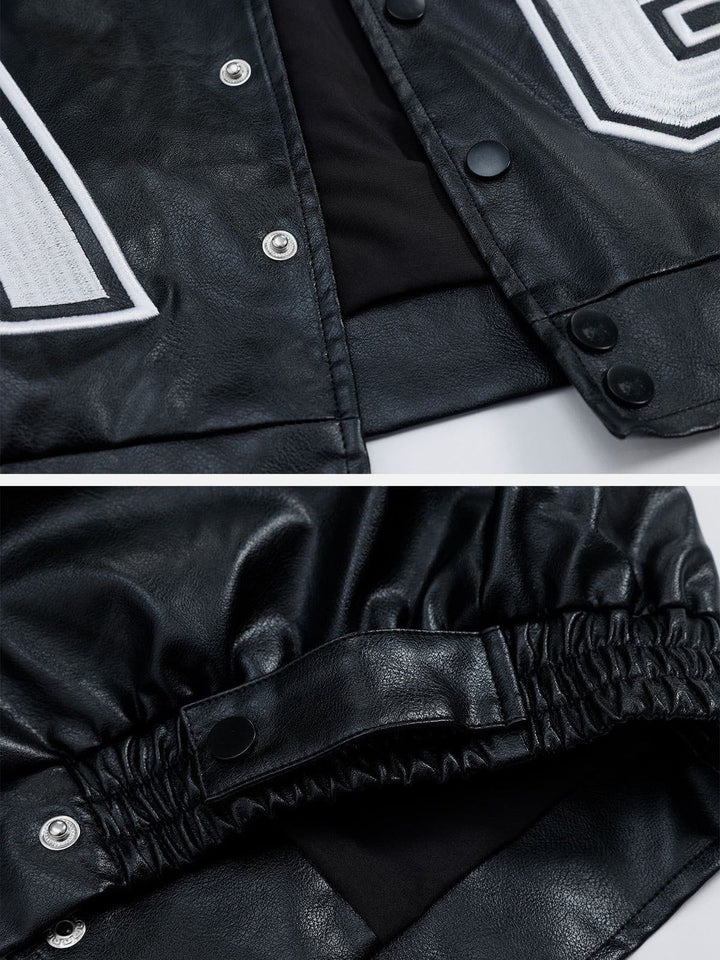 Thesclo - "VG" Detachable PU Racing Jacket - Streetwear Fashion - thesclo.com