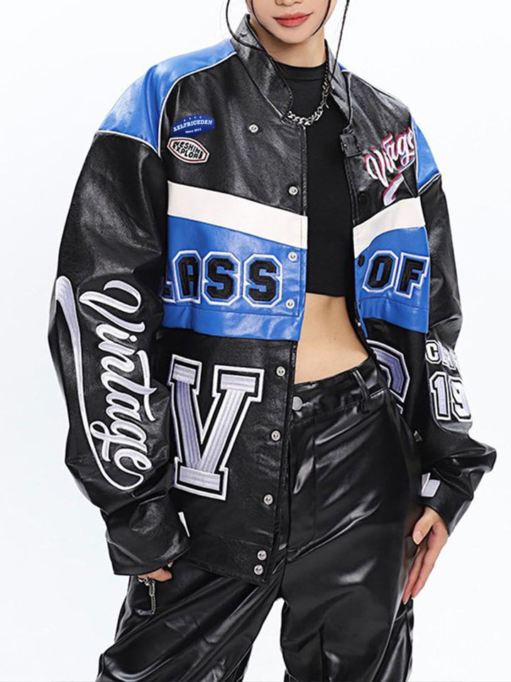 Thesclo - "VG" Detachable PU Racing Jacket - Streetwear Fashion - thesclo.com